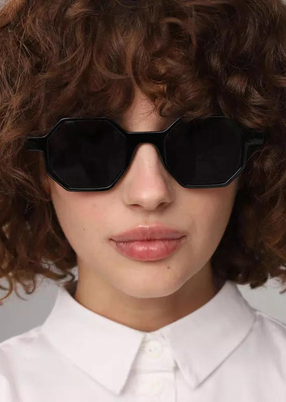 

Vintage Leopard Octagon Sunglasses, Black, 499372
