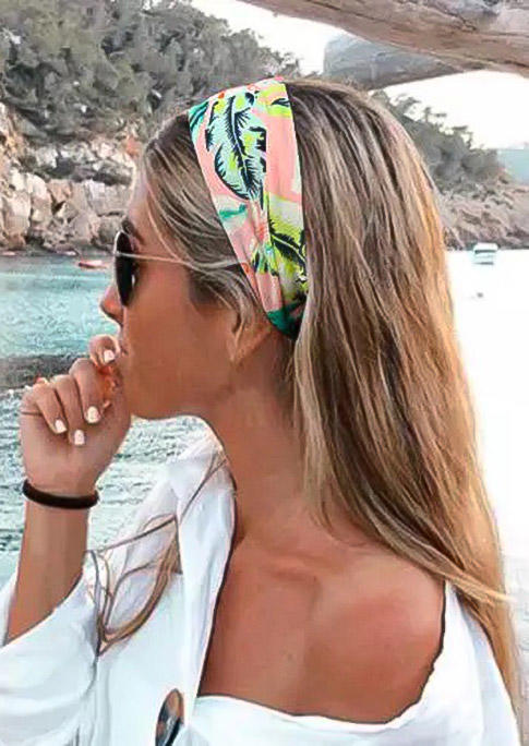 

Floral Palm Leaf Wide Headband - Pink, 500879