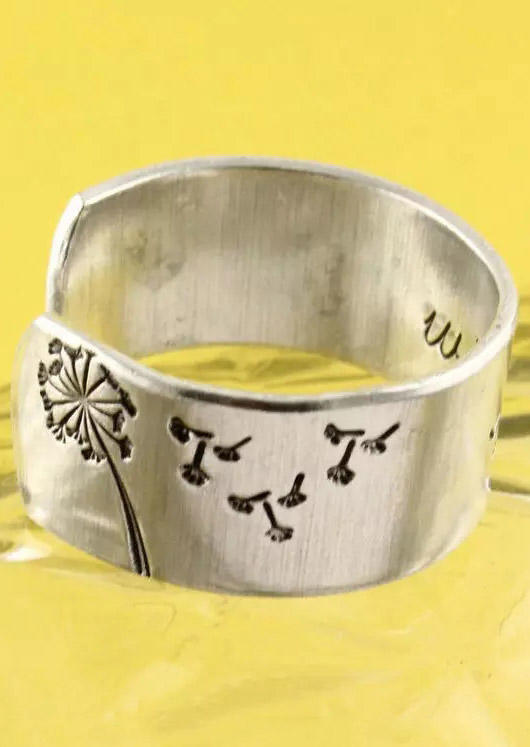 

Dandelion Wish Open Adjustable Alloy Ring, Silver, 501470