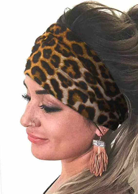 

Leopard Elastic Yoga Sports Wide Headband, 501777