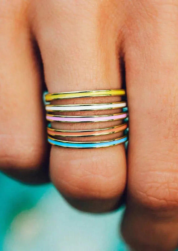 

5Pcs Cute Colorful Alloy Rings, Multicolor, 502947