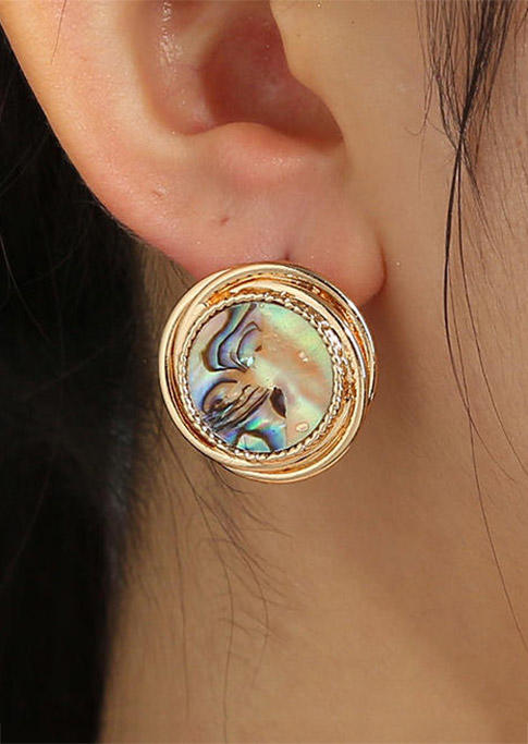 

Round Natural Abalone Stud Earrings, Gold, 503019