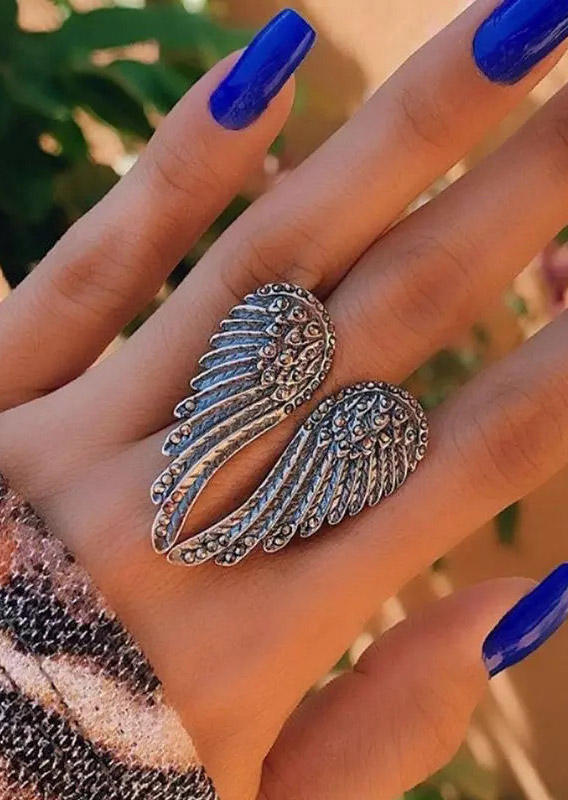 

Vintage Angel Wing Alloy Ring - Silver, 503116