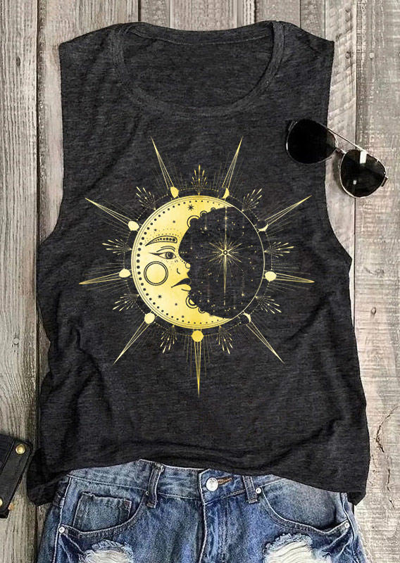 

Sun Moon O-Neck Tank - Dark Grey, 505495