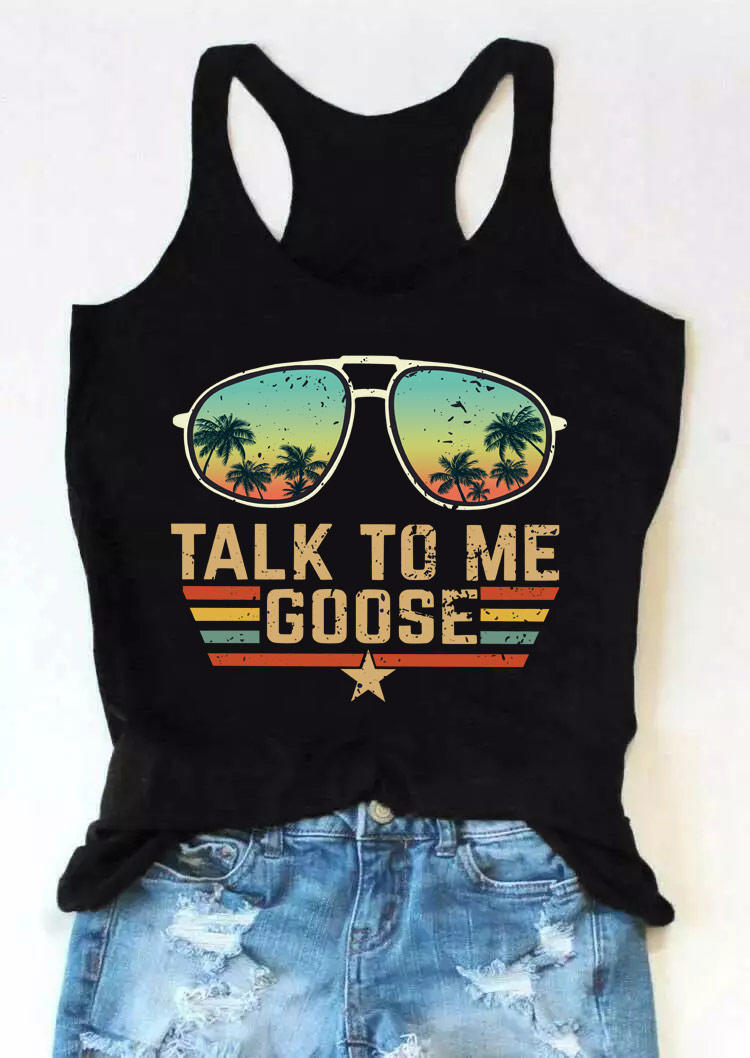 

Talk To Me Goose Glasses Racerback Tank - Black, 505611