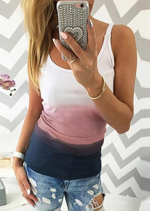 

Tie Dye Gradient Sleeveless Tank, Multicolor, 505890