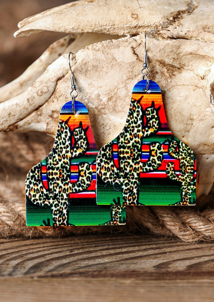 

Serape Striped Sunflower Leopard Cactus Earrings, Pattern2, 505915