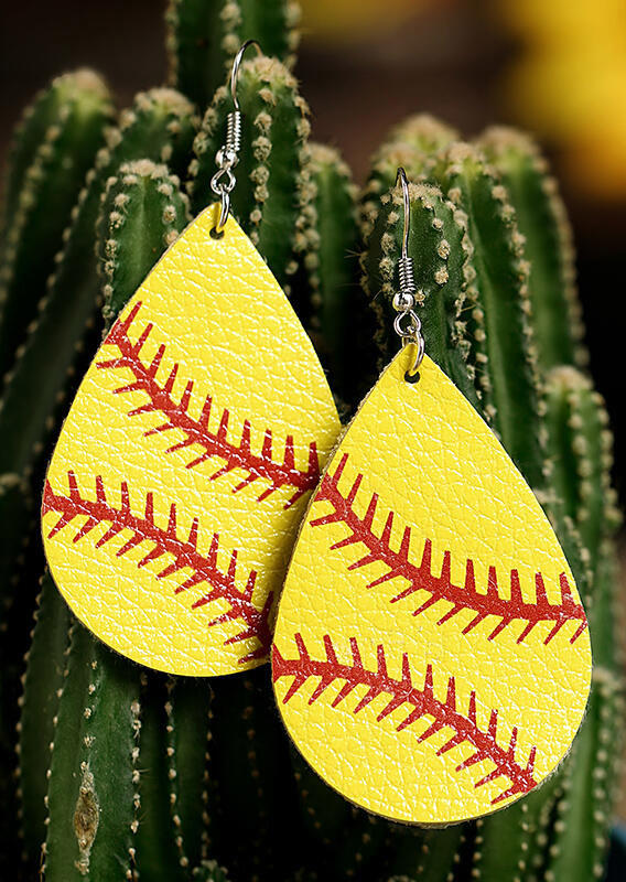 

Baseball Leather Women's Earrings, Yellow, 453181