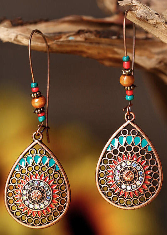 

Bohemian Hollow Out Water Drop Vintage Earrings, Brown, 454530