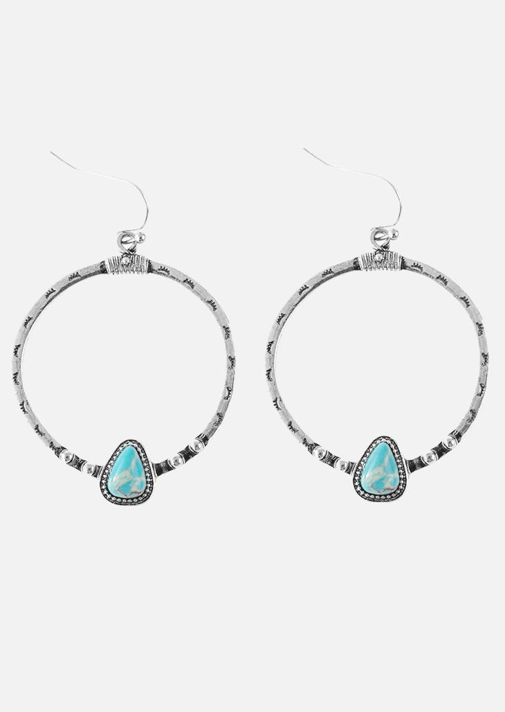 Turquoise Dangle Drop Hook Earrings