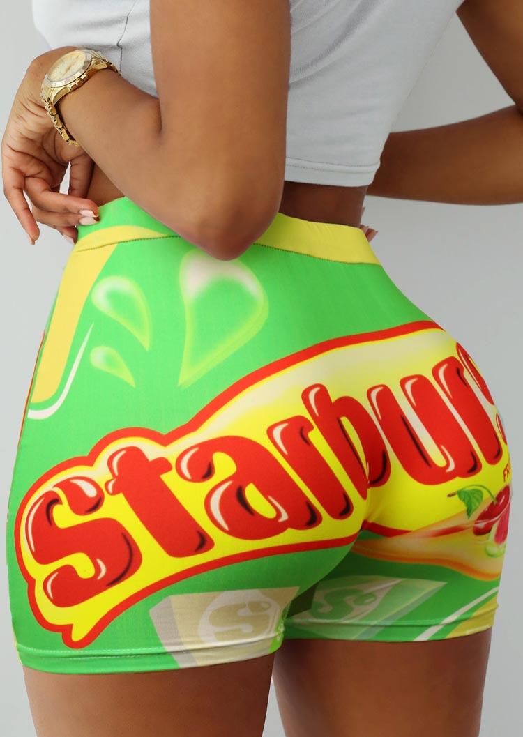 

Starburst Elastic Waist Shorts - Green, 502320