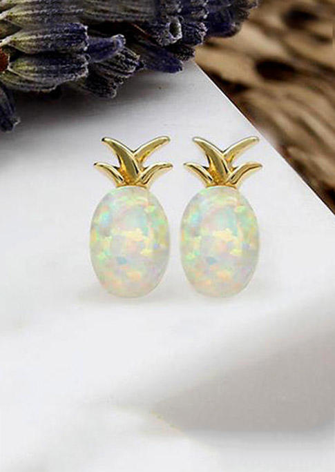 

Opal Pineapple Alloy Stud Earrings - Gold, 502436