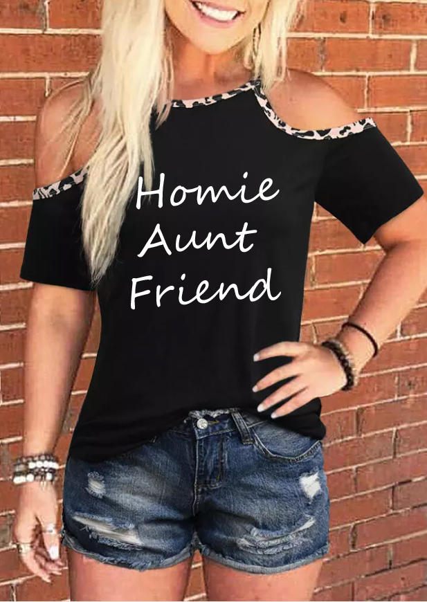 

Homie Aunt Friend Leopard Cold Shoulder Blouse - Black, 505851