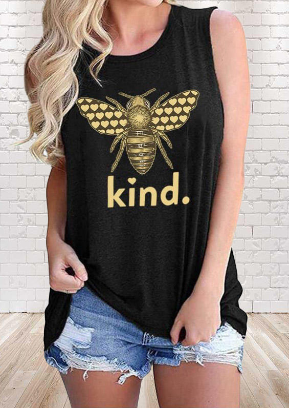 

Bee Kind Sleeveless O-Neck Tank - Black, 505933