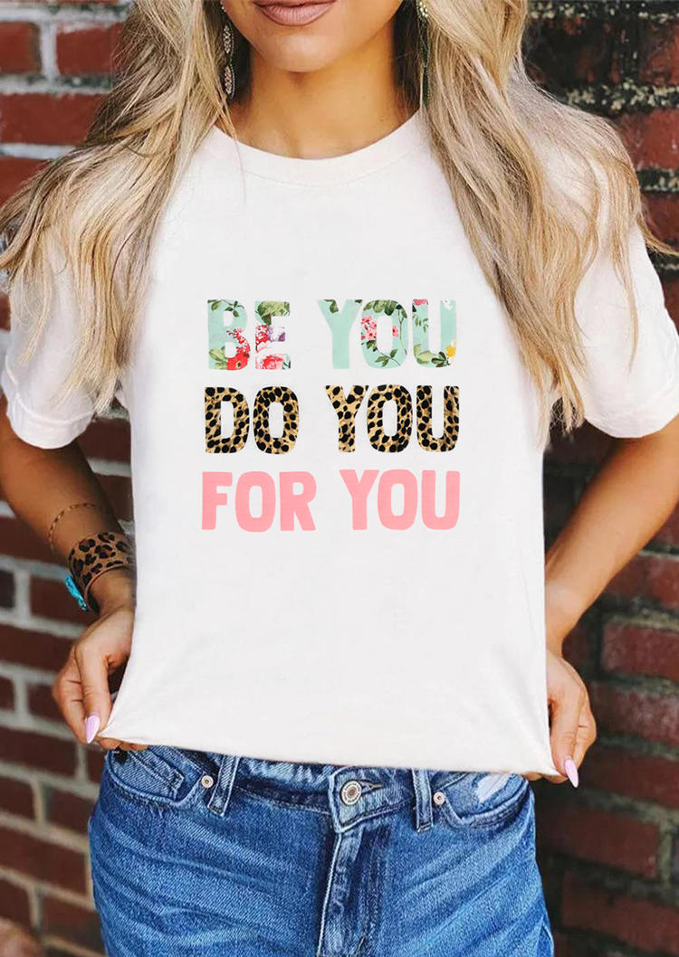 

Be You Do You For You Leopard T-Shirt Tee - White, 505980