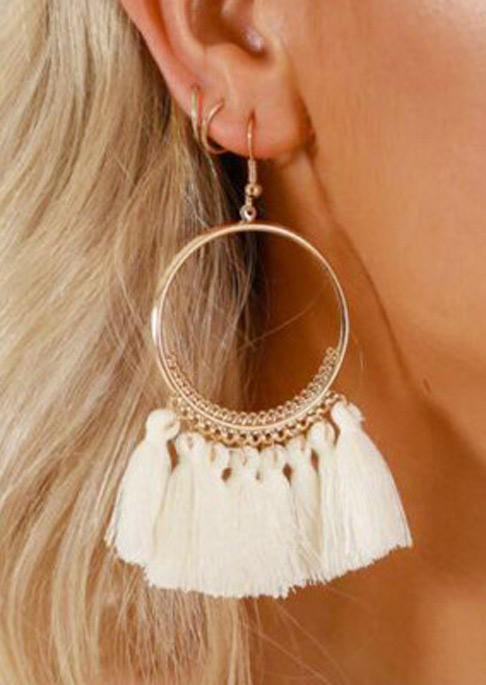 

Ring Tassel Earrings - White, 443594