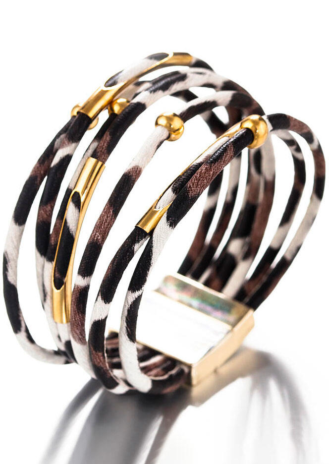 

Leopard Printed Magnet Buckle Bracelet, Multicolor, 455784