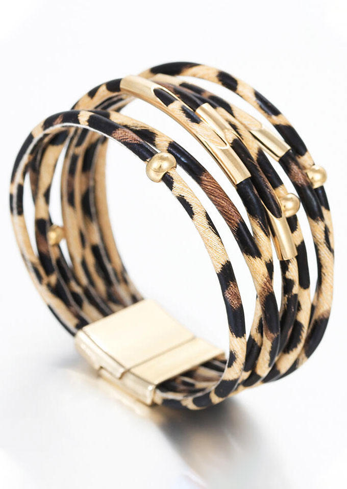 Leopard Printed Magnet Buckle Bracelet
