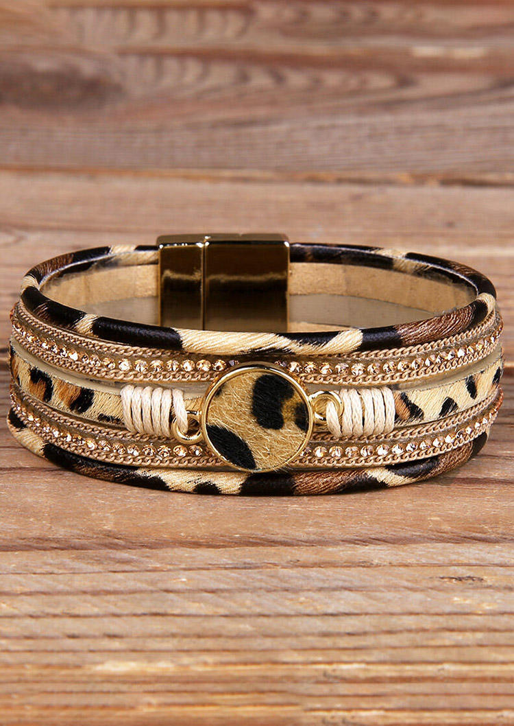 

Leopard Printed Magnet Buckle Bracelet, 457600
