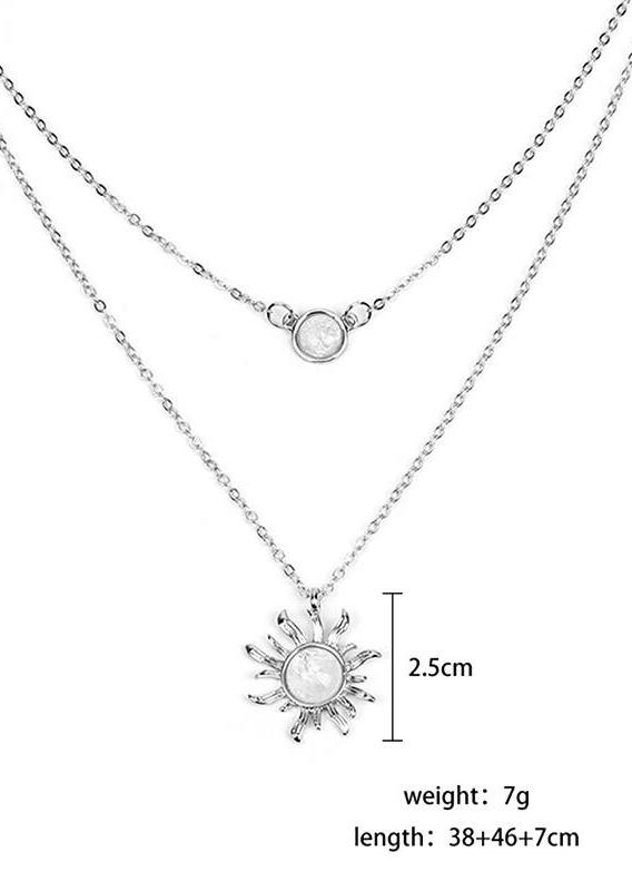 

Sunflower Rhinestone Dual-Layered Necklace, Silver, 465286