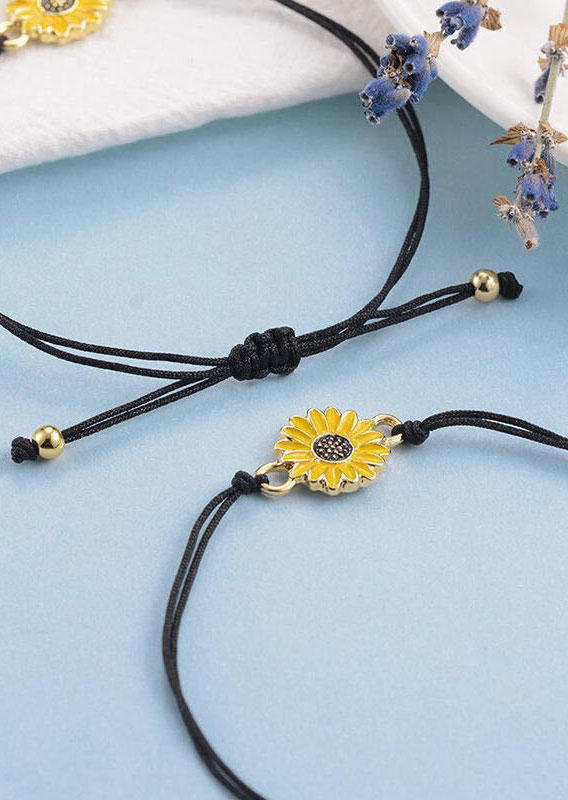 Adjustable Sunflower Braid Alloy Bracelet