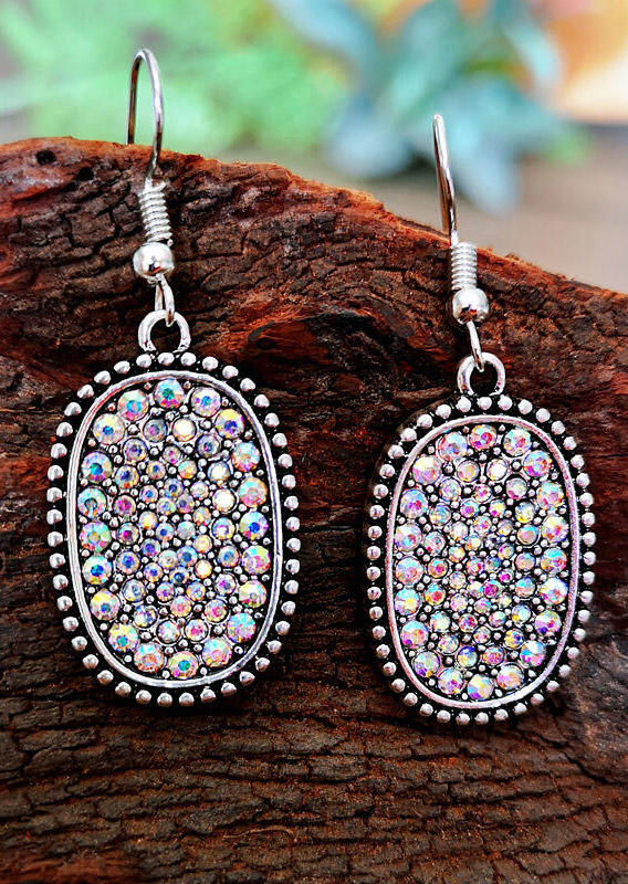 

Fashion Colorful Rhinestone Alloy Earrings, Silver, 474016