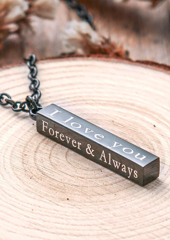 

I Love You Stainless Steel Wishing Column Pendant Necklace, Black, 495718