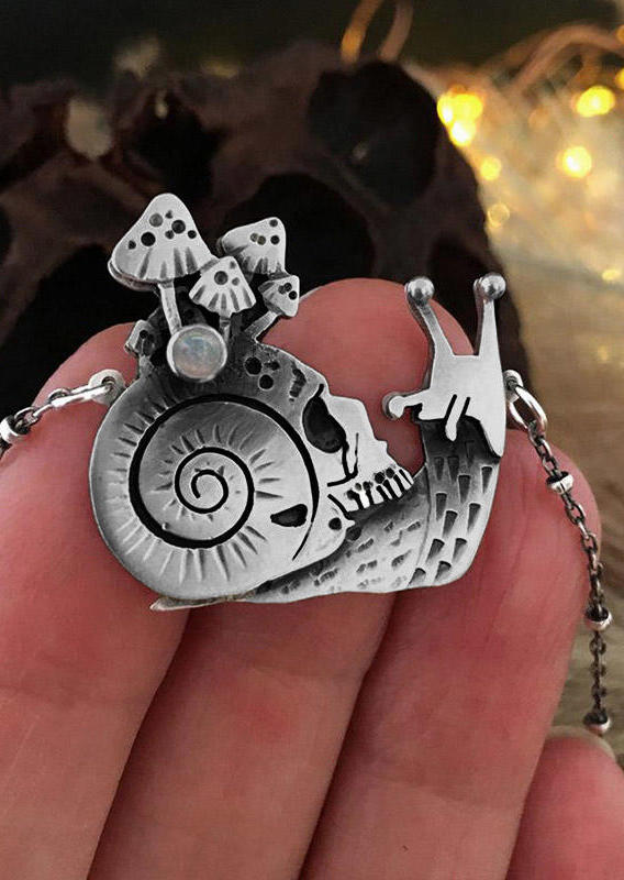 

Creative Snail Mushroom Pendant Necklace - Silver, 497288