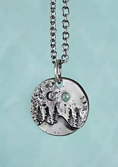 

Mountain Moon Pendant Necklace - Silver, 497289