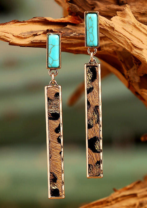 

Leopard Turquoise Long Stud Earrings, 499328