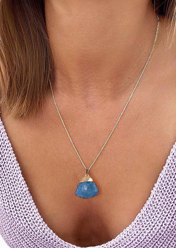 

Crystal Rough Stone Pendant Necklace, Blue;orange, 499613