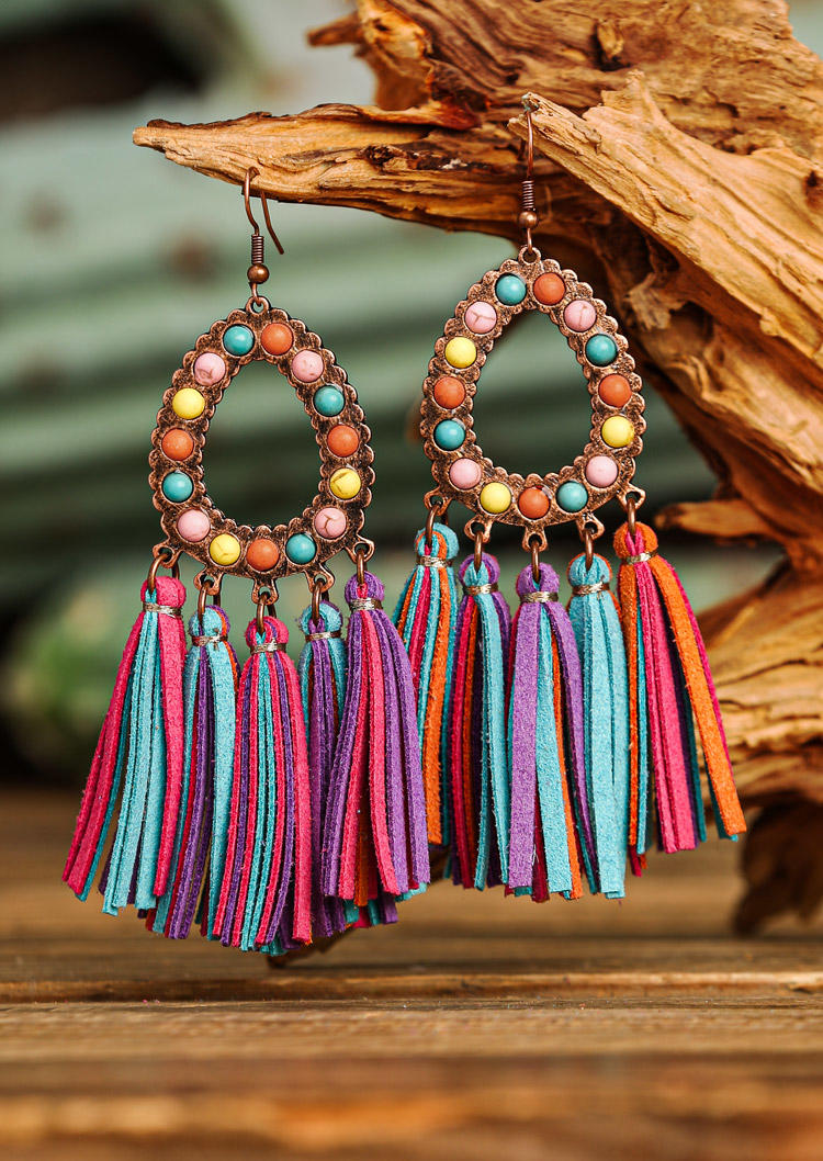 

Colorful Beading Tassel Drop Earrings, Multicolor, 500086