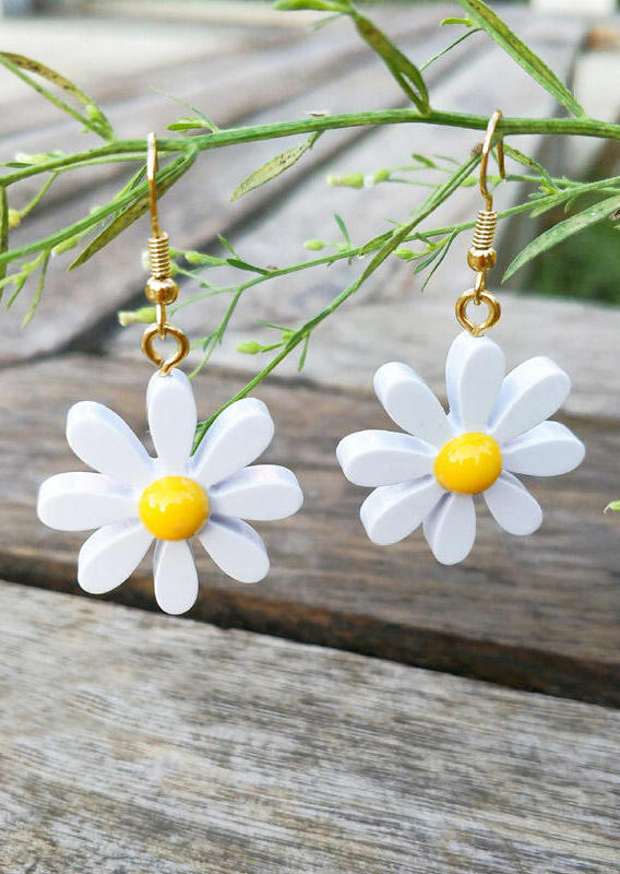 

Summer Daisy Casual Earrings, White;yellow, 500928