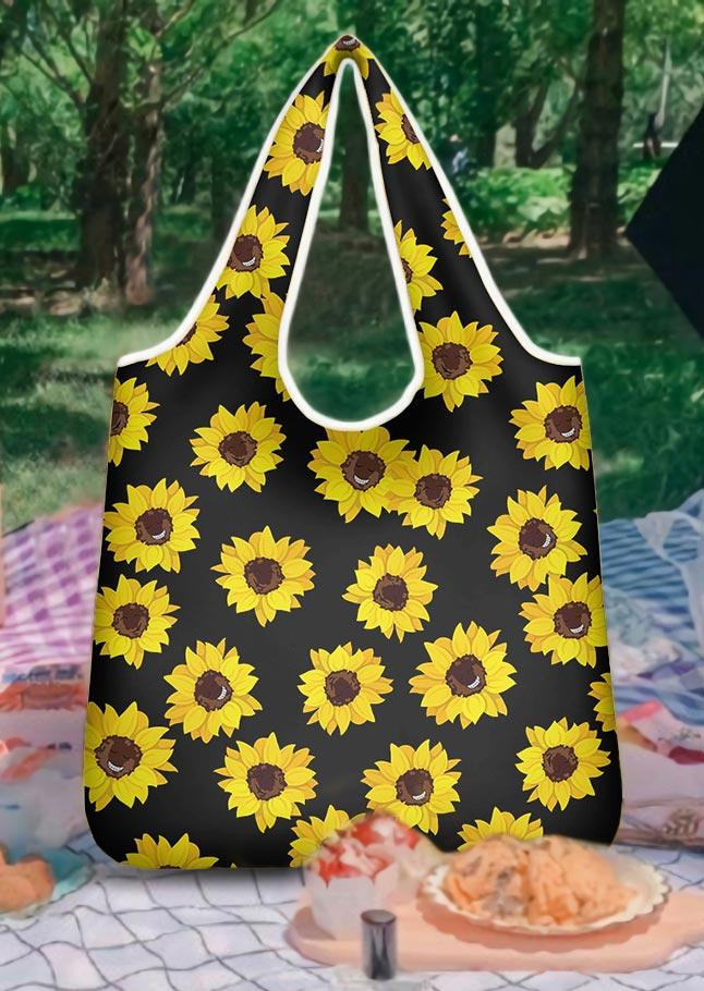

Sunflower Foldable Storage Polyester Tote Handbag, Yellow, 501338