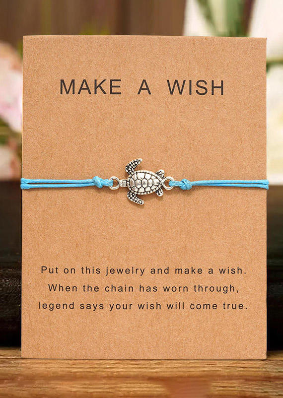 

Turtle Beading Twist Adjustable Bracelet, Lake blue, 502403