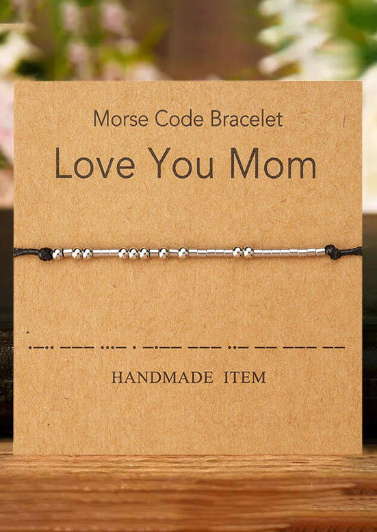 

Love You Mom Beading Morse Code Rope Bracelet, Silver, 502548