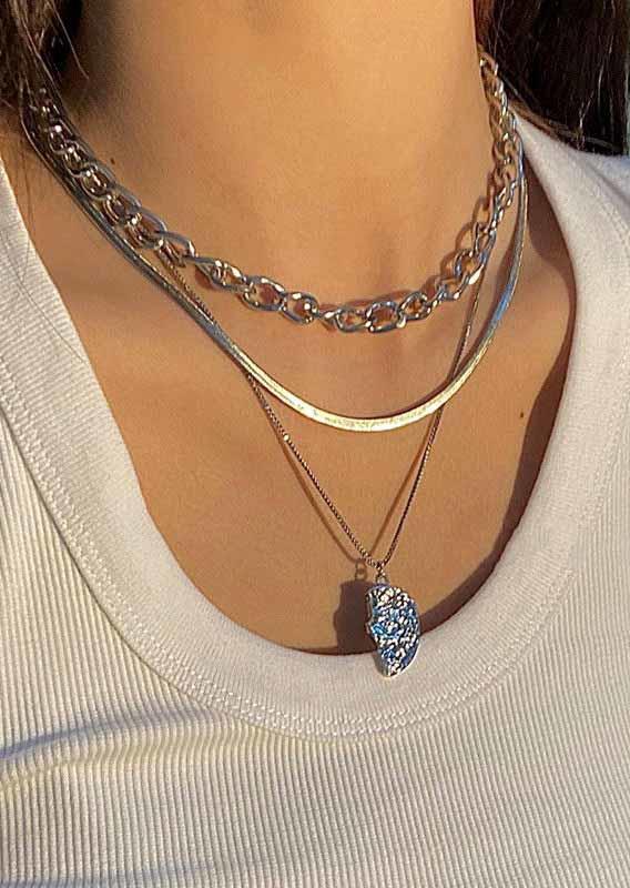 

3Pcs Hip-Hop Style Rapper Alloy Pendant Necklace Set, Silver, 502647