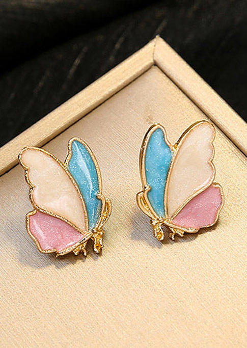 

Color Block Butterfly Stud Earrings, Multicolor, 502835