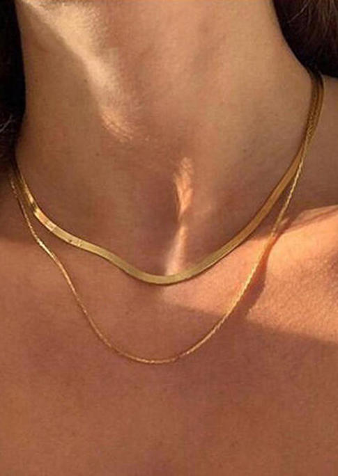 

Fashion Adjustable Dual-Layered Alloy Choker Necklace, Gold, 503119