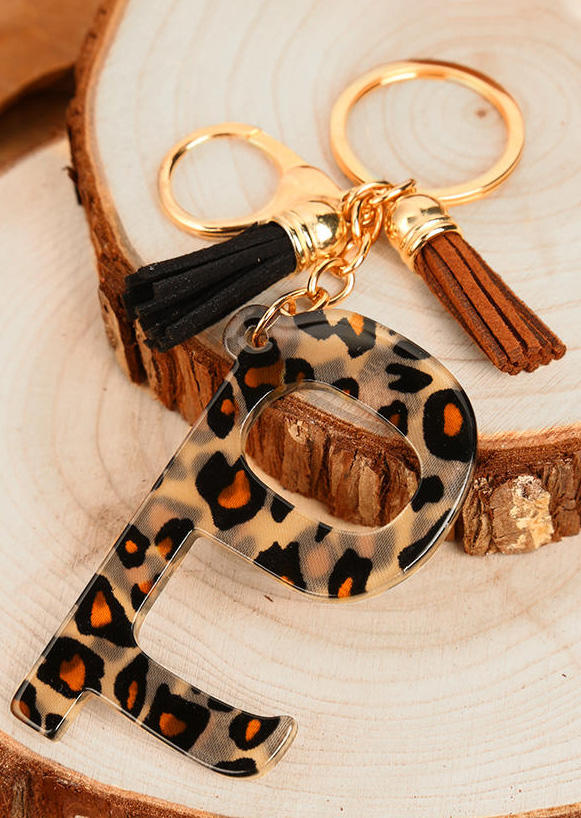 

Leopard Tassel No Touch Door Opener Keychain, 503507