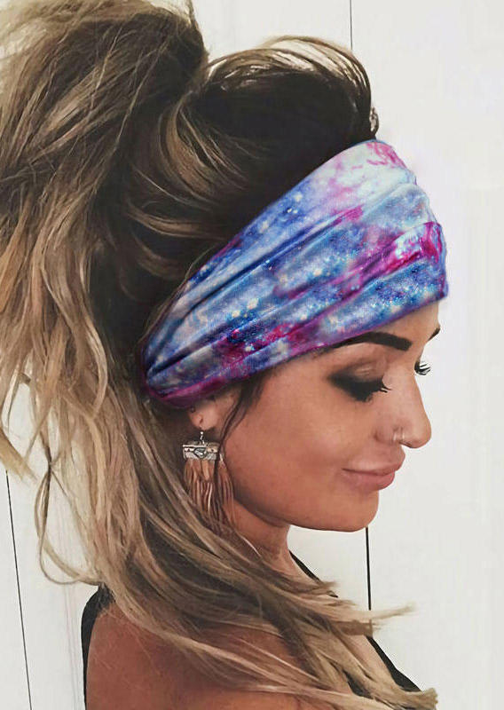 

Tie Dye Starry Sky Elastic Yoga Sports Wide Headband, Multicolor, 503723