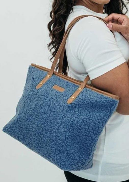 

Cashmere Feel Big Capacity Tote Handbag, Blue, 501494