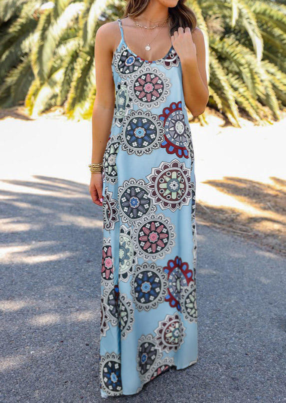 

Mandala Spaghetti Strap Maxi Dress, Multicolor, 503683