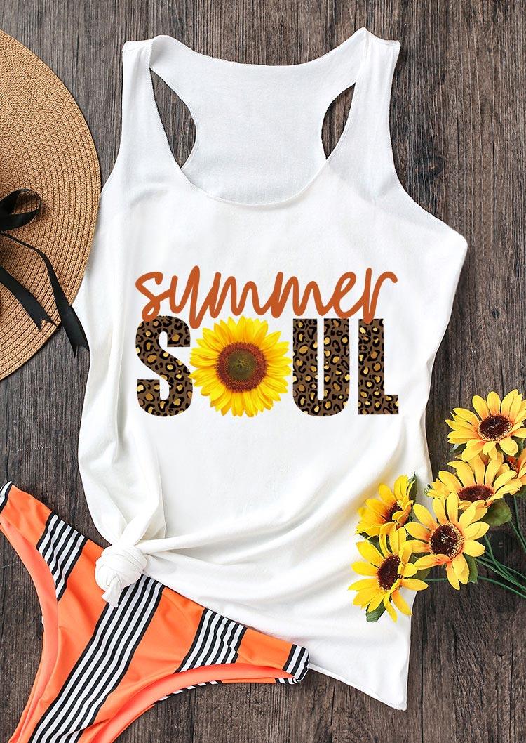 

Summer Soul Sunflower Leopard Racerback Tank - White, 505807