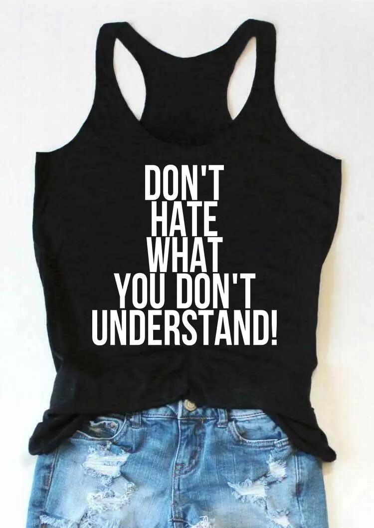 

Don't Hate What You Don't Understand Racerback Tank - Black, 505921