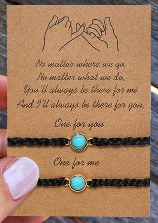 

2Pcs Turquoise Promise Distance Matching Friendship Bracelet Set, Cyan, 506201