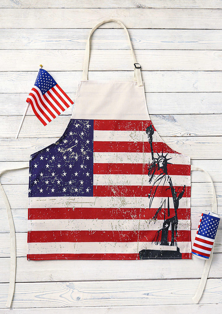 

American Flag Star Striped Statue of Liberty Halter Tie Apron, Multicolor, 505250