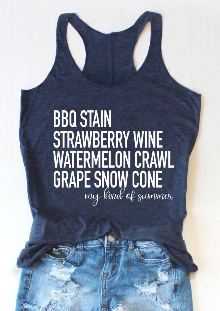 

BBQ Stain Strawberry Wine Racerback Tank - Navy Blue, 506178