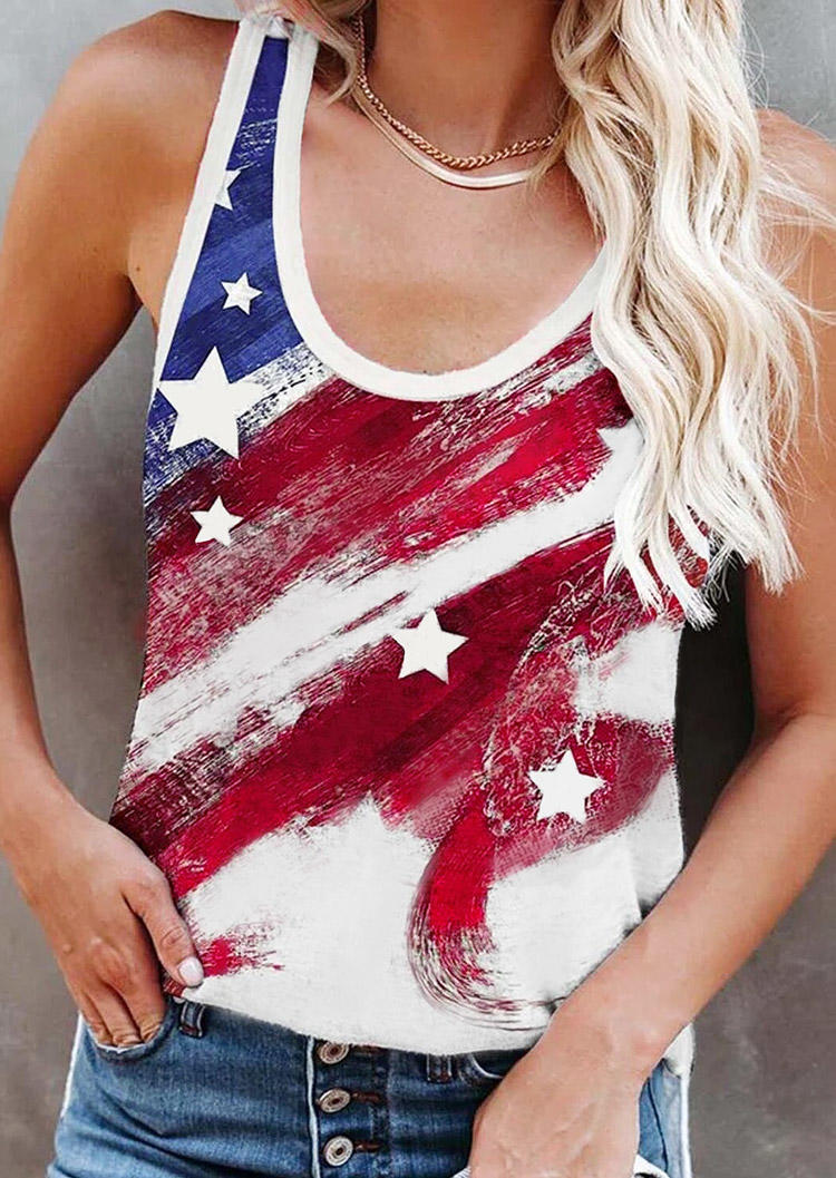 

American Flag Star Sleeveless Tank - Red, 506265