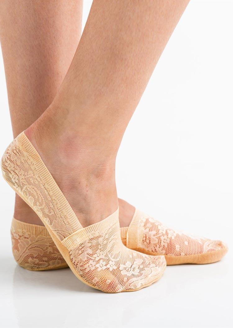 

Lace Floral Invisible Low Cut Non Slip Socks, Flesh, 506335